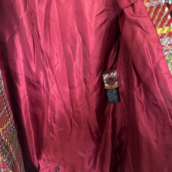 Tribal Plaid Women’s Wool Blend Single Breasted Coat Red/Green Bulgaria Made- 8 - Picture 2 of 10